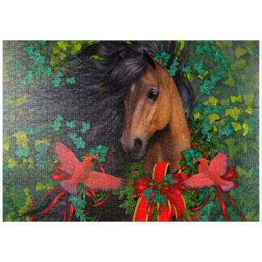 Darstellung des Puzzle Motivs puzzleplate Merry Morgan Christmas Horse - Laurie Prindle 1000 Puzzle