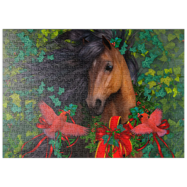 Darstellung des Puzzle Motivs puzzleplate Merry Morgan Christmas Horse - Laurie Prindle 500 Puzzle