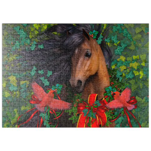 Darstellung des Puzzle Motivs Frohe Weihnachten, Morgan-Pferd - Laurie Prindle puzzleplate Merry Morgan Christmas Horse - Laurie Prindle 500 Puzzle