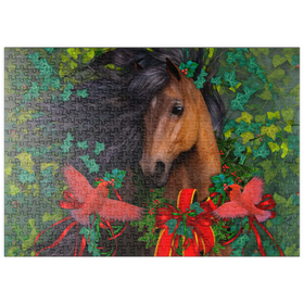 Darstellung des Puzzle Motivs Frohe Weihnachten, Morgan-Pferd - Laurie Prindle - Puzzleteile: 500