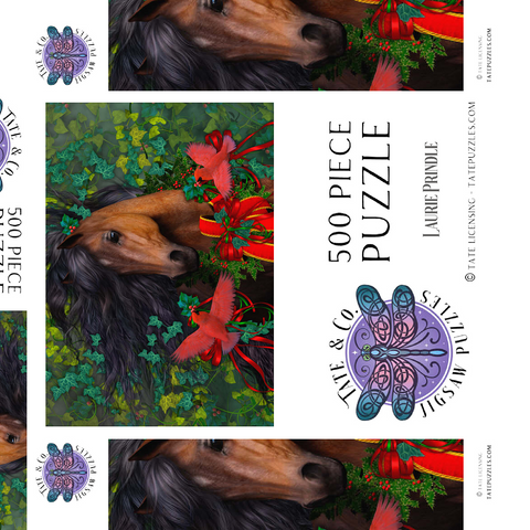 Darstellung des Puzzle Motivs Frohe Weihnachten, Morgan-Pferd - Laurie Prindle Merry Morgan Christmas Horse - Laurie Prindle 500 Puzzle Schachtel 3D Modell