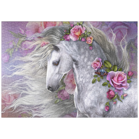 Darstellung des Puzzle Motivs Summer Rose Horse - Laurie Prindle puzzleplate Summer Rose Horse - Laurie Prindle 1000 Puzzle