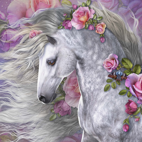 Darstellung des Puzzle Motivs Summer Rose Horse - Laurie Prindle Summer Rose Horse - Laurie Prindle 1000 Puzzle 3D Modell