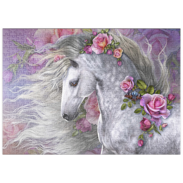 Darstellung des Puzzle Motivs puzzleplate Summer Rose Horse - Laurie Prindle 500 Puzzle