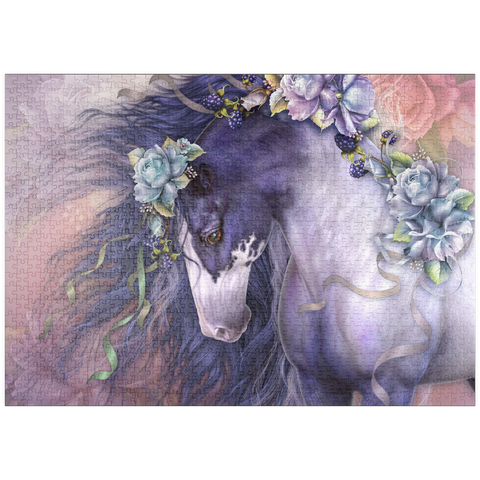 Darstellung des Puzzle Motivs Frühlingsblühendes Pferd - Laurie Prindle puzzleplate Spring Blossom Horse - Laurie Prindle 1000 Puzzle