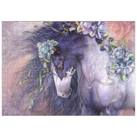 Darstellung des Puzzle Motivs Frühlingsblühendes Pferd - Laurie Prindle puzzleplate Spring Blossom Horse - Laurie Prindle 500 Puzzle