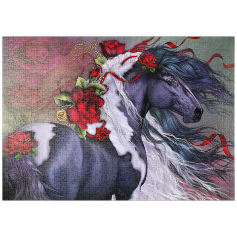 Darstellung des Puzzle Motivs Zigeunerrosenpferd - Laurie Prindle puzzleplate Gypsy Rose Horse - Laurie Prindle 1000 Puzzle