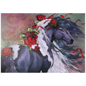 Darstellung des Puzzle Motivs Zigeunerrosenpferd - Laurie Prindle - Puzzleteile: 1000