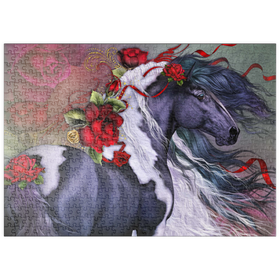 Darstellung des Puzzle-Motivs Zigeunerrosenpferd - Laurie Prindle – Puzzleteile: 500