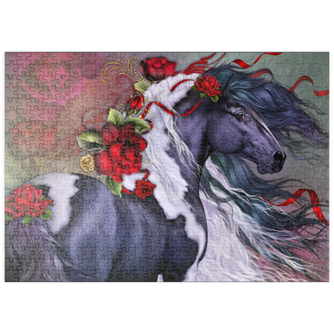 Darstellung des Puzzle Motivs Zigeunerrosenpferd - Laurie Prindle puzzleplate Gypsy Rose Horse - Laurie Prindle 500 Puzzle