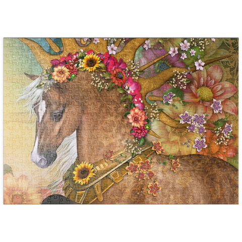 Darstellung des Puzzle Motivs Sommer-Sonnenpferd - Laurie Prindle puzzleplate Summer Sunshine Horse - Laurie Prindle 500 Puzzle