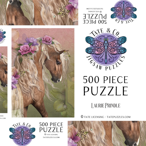 Darstellung des Puzzle Motivs Schönes Pferd - Laurie Prindle Beau Cheval Horse - Laurie Prindle 500 Puzzle Schachtel 3D Modell