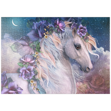Darstellung des Puzzle Motivs puzzleplate MoonFlower Horse - Laurie Prindle 1000 Puzzle