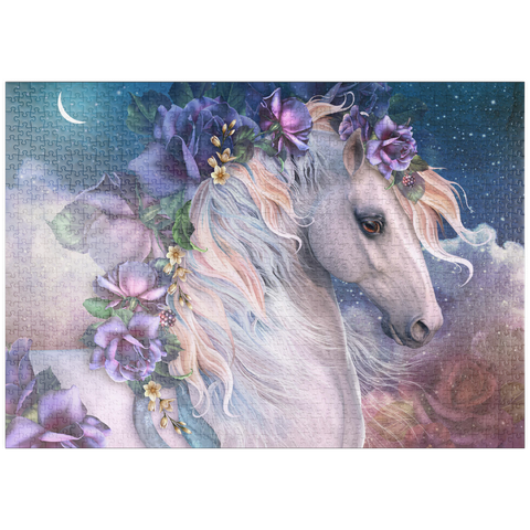 Darstellung des Puzzle Motivs MoonFlower Horse - Laurie Prindle puzzleplate MoonFlower Horse - Laurie Prindle 1000 Puzzle