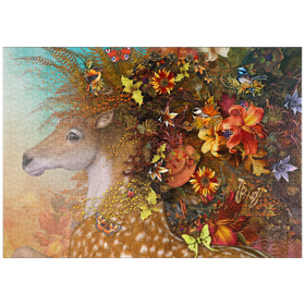 Darstellung des Puzzle-Motivs Waldgeist: Herbstpferd - Laurie Prindle – Puzzleteile: 1000