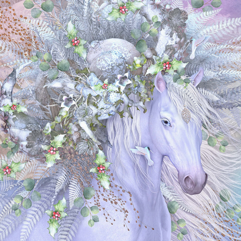 Darstellung des Puzzle Motivs Waldgeist: Winterpferd - Laurie Prindle Forest Spirit: Winter Horse Laurie Prindle 1000 Puzzle 3D Modell