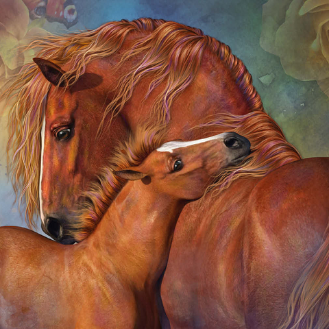 Darstellung des Puzzle Motivs MotherLove Pferd - Laurie Prindle MotherLove Horse Laurie Prindle 500 Puzzle 3D Modell