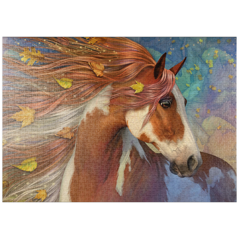 Darstellung des Puzzle Motivs Bernsteinfarbener Herbst - Laurie Prindle puzzleplate Amberfall Horse Laurie Prindle 1000 Puzzle