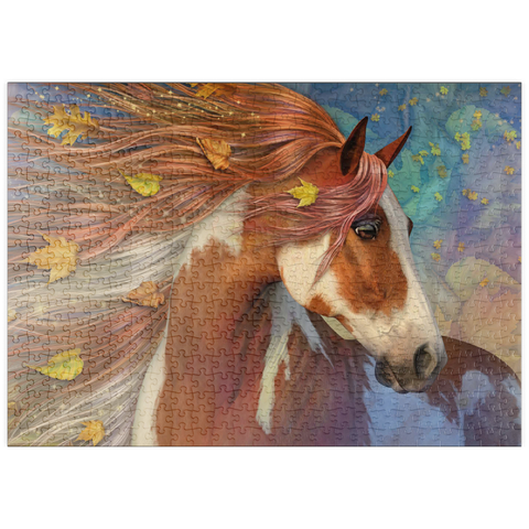 Darstellung des Puzzle Motivs Bernsteinfarbener Herbst - Laurie Prindle puzzleplate Amberfall Horse Laurie Prindle 500 Puzzle