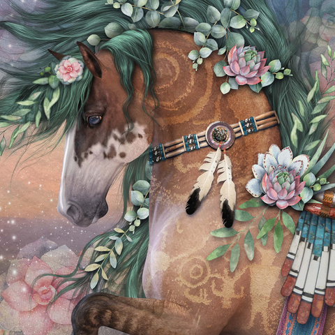 Darstellung des Puzzle Motivs Das Herz der Erde – Laurie Prindle Earths Heart Horse Laurie Prindle 1000 Puzzle 3D Modell