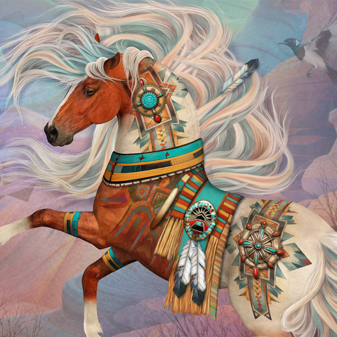 Darstellung des Puzzle Motivs Redrock Mystic Horse – Laurie Prindle Redrock Mystic Horse Laurie Prindle 1000 Puzzle 3D Modell