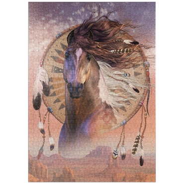 Darstellung des Puzzle Motivs puzzleplate Native Son Native American Horse Laurie Prindle 1000 Puzzle