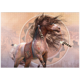 Darstellung des Puzzle-Motivs Spirit Warrior Native American Horse - Laurie Prindle – Puzzleteile: 1000