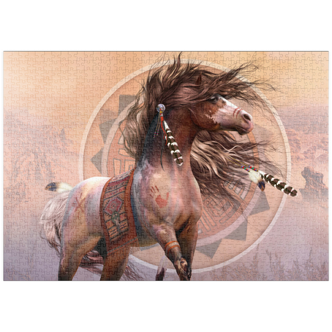 Darstellung des Puzzle Motivs Spirit Warrior Native American Horse - Laurie Prindle puzzleplate Spirit Warrior Native American Horse Laurie Prindle 1000 Puzzle