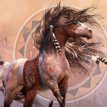 Darstellung des Puzzle Motivs Spirit Warrior Native American Horse Laurie Prindle 1000 Puzzle 3D Modell