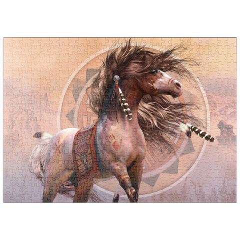 Darstellung des Puzzle Motivs Spirit Warrior Native American Horse - Laurie Prindle puzzleplate Spirit Warrior Native American Horse Laurie Prindle 500 Puzzle