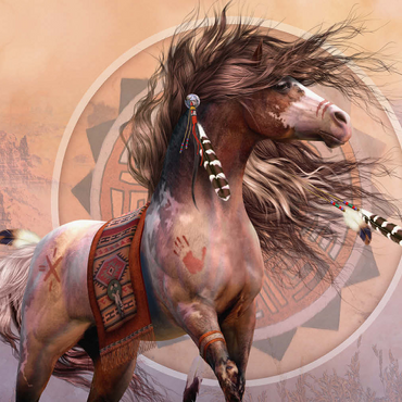 Darstellung des Puzzle Motivs Spirit Warrior Native American Horse Laurie Prindle 500 Puzzle 3D Modell