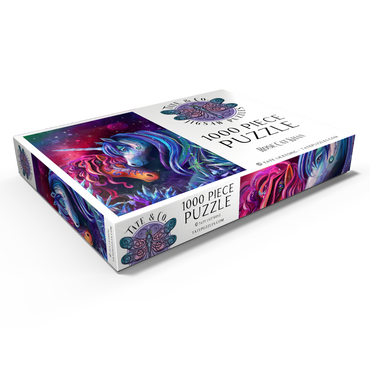 Darstellung des Puzzle Motivs Crystal Garden Unicorns - Rose Cat Khan 1000 Puzzle Schachtel Ansicht1
