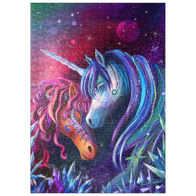 Darstellung des Puzzle Motivs Kristallgarten-Einhörner - Rose Cat Khan - Puzzleteile: 500