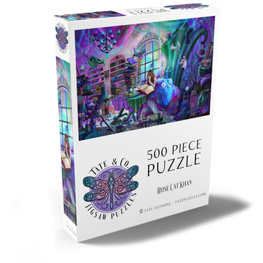 Darstellung des Puzzle Motivs Magic Study Violet Edition - Rose Cat Khan 500 Puzzle Schachtel Ansicht2