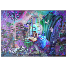 Darstellung des Puzzle Motivs Magic Study Violet Edition - Rose Cat Khan - Puzzleteile: 500