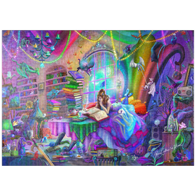 Darstellung des Puzzle-Motivs Magie-Studium Regenbogen-Edition - Rose Cat Khan – Puzzleteile: 1000