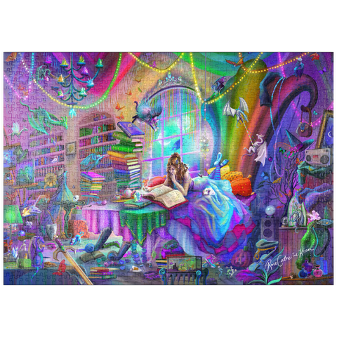 Darstellung des Puzzle Motivs Magie-Studium Regenbogen-Edition - Rose Cat Khan puzzleplate Magic Study Rainbow Edition - Rose Cat Khan 1000 Puzzle