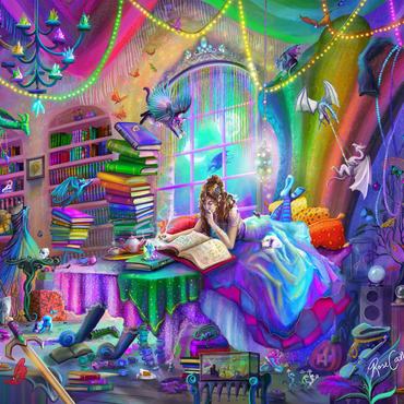 Darstellung des Puzzle Motivs Magic Study Rainbow Edition - Rose Cat Khan 1000 Puzzle 3D Modell