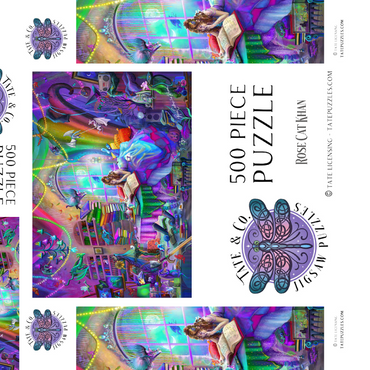 Darstellung des Puzzle Motivs Magic Study Rainbow Edition - Rose Cat Khan 500 Puzzle Schachtel 3D Modell
