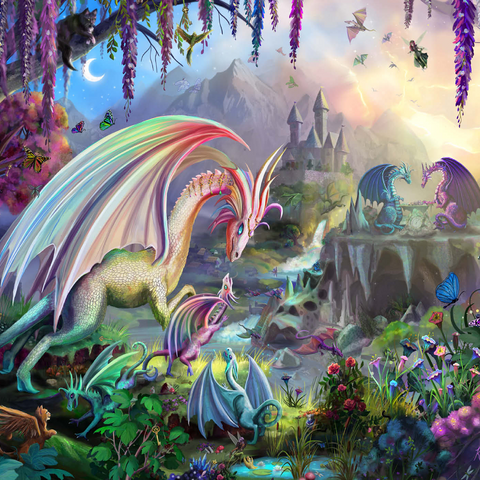 Darstellung des Puzzle Motivs Drachen-Tal - Rose Cat Khan Dragon Valley - Rose Cat Khan 1000 Puzzle 3D Modell