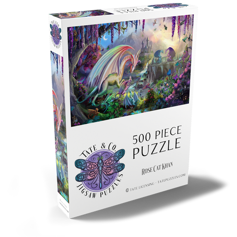 Darstellung des Puzzle Motivs Drachen-Tal - Rose Cat Khan Dragon Valley - Rose Cat Khan 500 Puzzle Schachtel Ansicht2