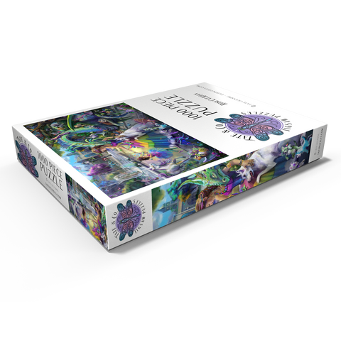 Darstellung des Puzzle Motivs Drachen-Garten – Rose Cat Khan Dragon's Garden - Rose Cat Khan 1000 Puzzle Schachtel Ansicht1