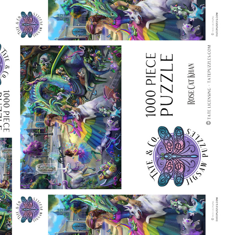 Darstellung des Puzzle Motivs Drachen-Garten – Rose Cat Khan Dragon's Garden - Rose Cat Khan 1000 Puzzle Schachtel 3D Modell