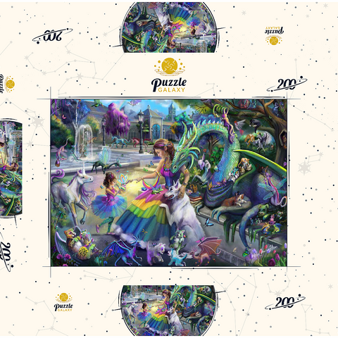 Darstellung des Puzzle Motivs Drachen-Garten – Rose Cat Khan Dragon's Garden - Rose Cat Khan 200 Puzzle Schachtel 3D Modell