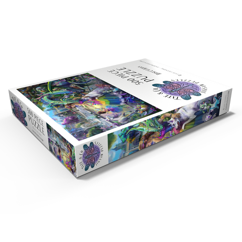 Darstellung des Puzzle Motivs Drachen-Garten – Rose Cat Khan Dragon's Garden - Rose Cat Khan 500 Puzzle Schachtel Ansicht1