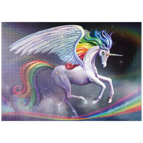 Darstellung des Puzzle-Motivs Regenbogen-Tänzer-Einhorn – Rose Cat Khan – Puzzleteile: 1000