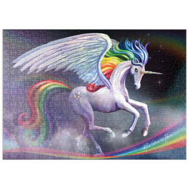 Darstellung des Puzzle Motivs puzzleplate Rainbow Dancer Unicorn - Rose Cat Khan 500 Puzzle