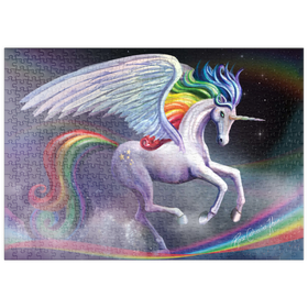 Darstellung des Puzzle Motivs Regenbogen-Tänzer-Einhorn – Rose Cat Khan - Puzzleteile: 500