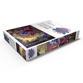Alternative Darstellung des Puzzle-Motivs Zwielicht-Einhorn-Marktplatz – Rose Cat Khan – Puzzleteile: 1000