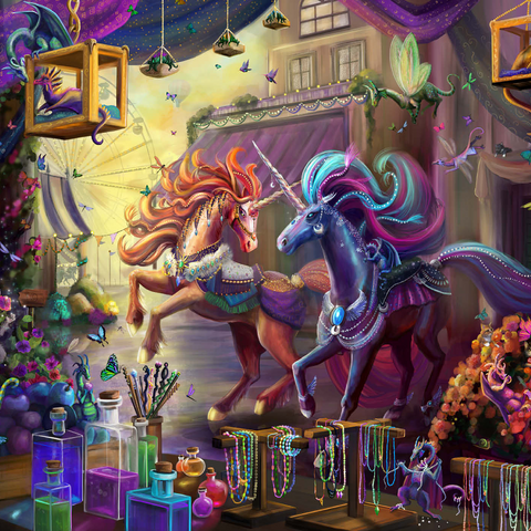 Darstellung des Puzzle Motivs Zwielicht-Einhorn-Marktplatz – Rose Cat Khan Twilight Unicorn Marketplace - Rose Cat Khan 1000 Puzzle 3D Modell